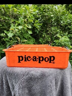 Pic-A-Pop Glass Bottle Carrier Crates (Set of 2) Orange Plastic Soda Pop Carrier